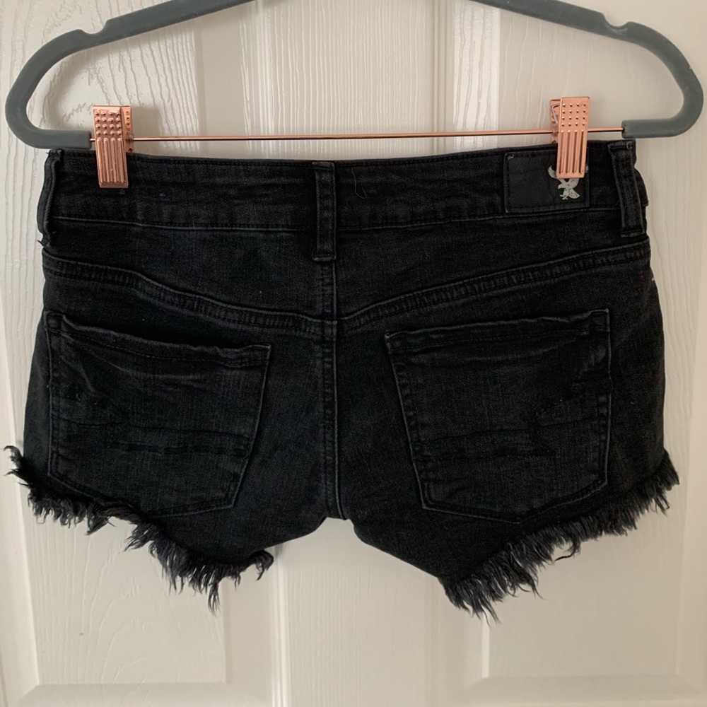 American Eagle Distressed Black Jean Shorts - Picture 2 of 6